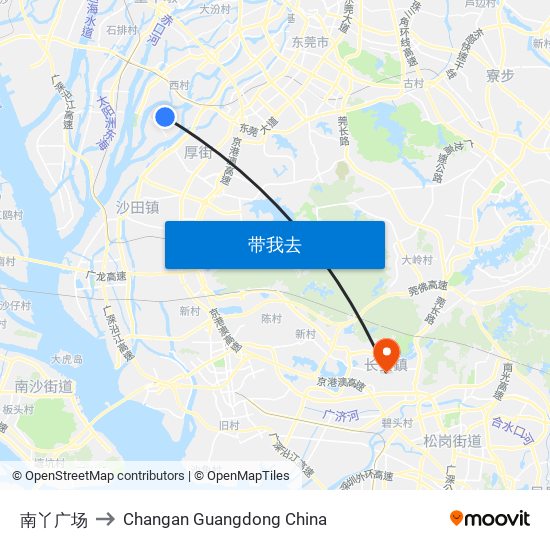 南丫广场 to Changan Guangdong China map