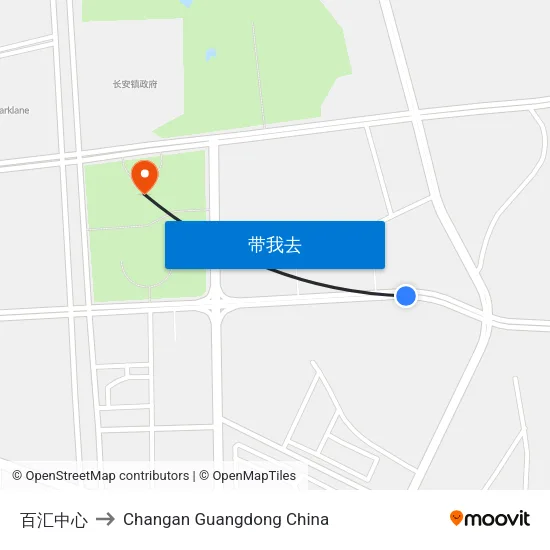 百汇中心 to Changan Guangdong China map