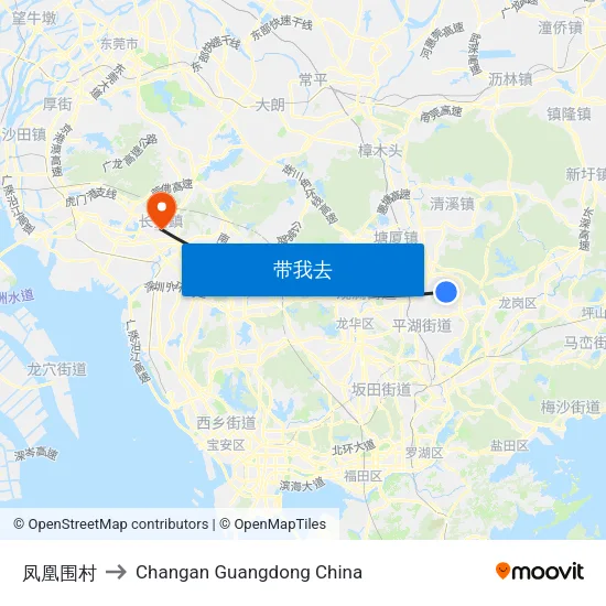 凤凰围村 to Changan Guangdong China map