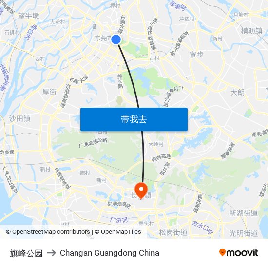 旗峰公园 to Changan Guangdong China map