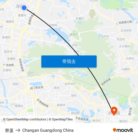 寮厦 to Changan Guangdong China map