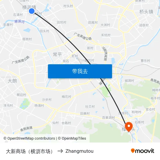 大新商场（横沥市场） to Zhangmutou map
