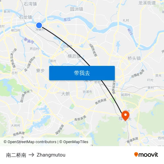南二桥南 to Zhangmutou map