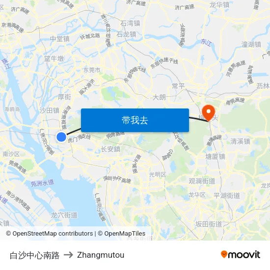 白沙中心南路 to Zhangmutou map