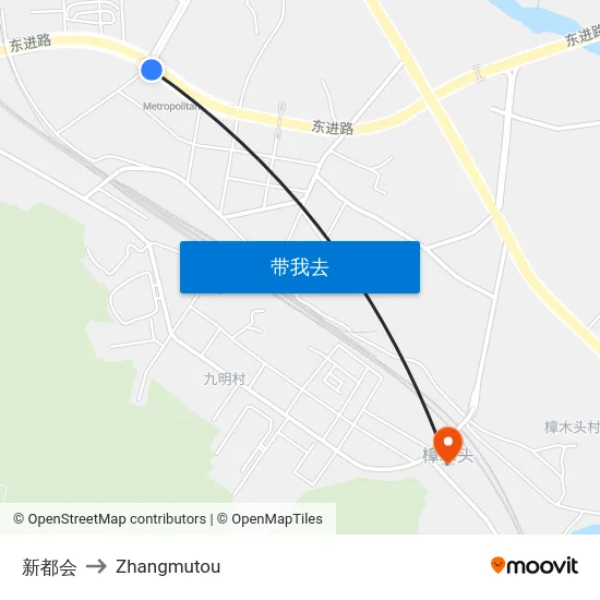 新都会 to Zhangmutou map