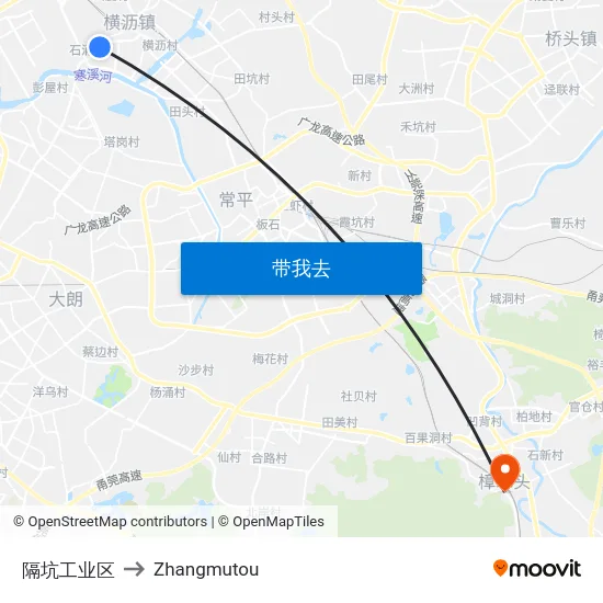 隔坑工业区 to Zhangmutou map