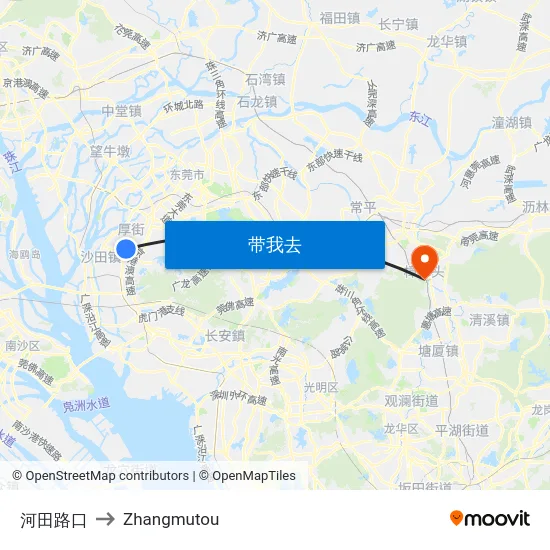 河田路口 to Zhangmutou map