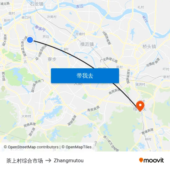 茶上村综合市场 to Zhangmutou map