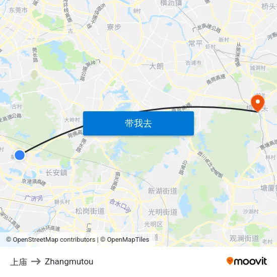 上庙 to Zhangmutou map