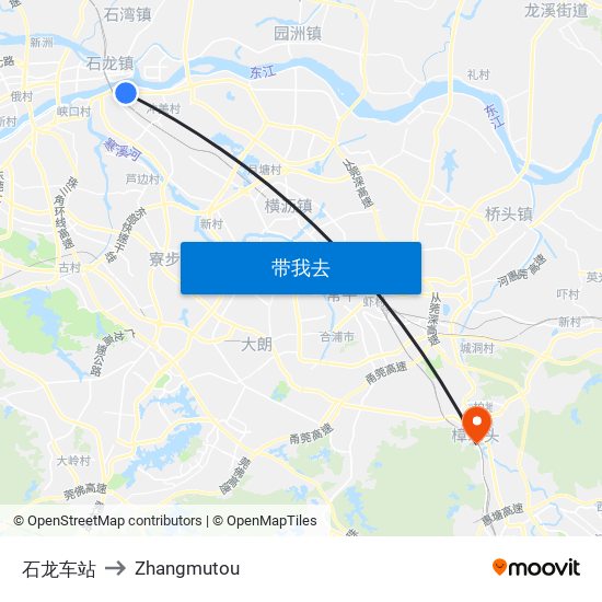 石龙车站 to Zhangmutou map