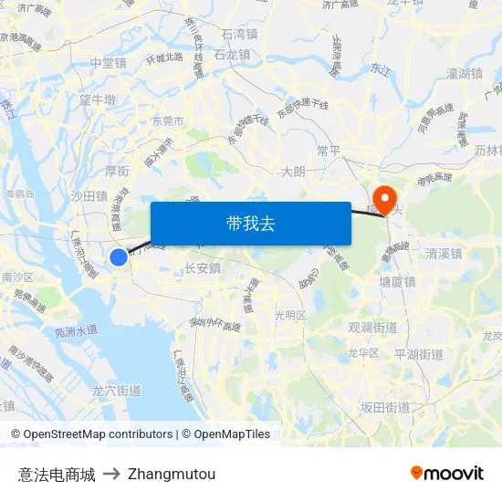 意法电商城 to Zhangmutou map