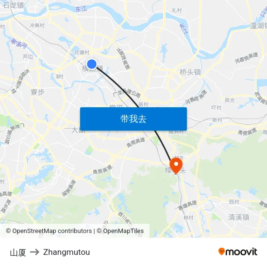 山厦 to Zhangmutou map