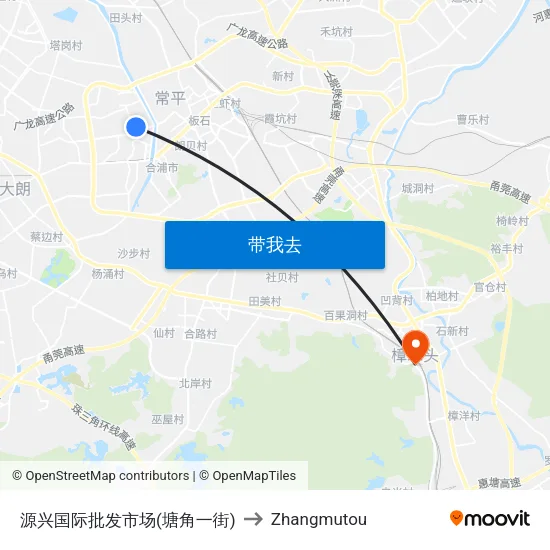 源兴国际批发市场(塘角一街) to Zhangmutou map