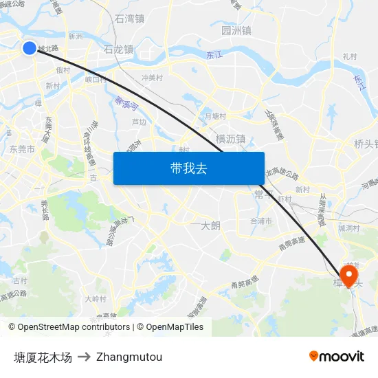 塘厦花木场 to Zhangmutou map