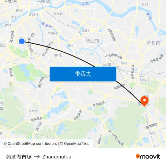 蓢基湖市场 to Zhangmutou map
