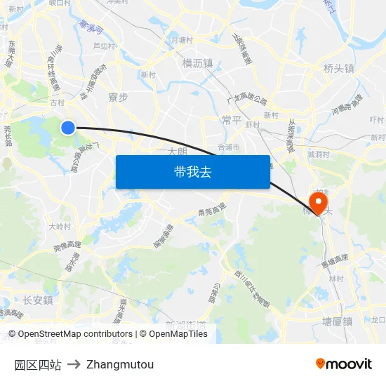 园区四站 to Zhangmutou map