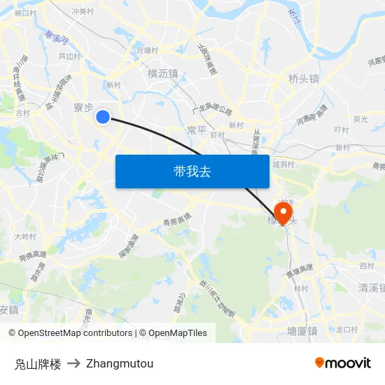 凫山牌楼 to Zhangmutou map