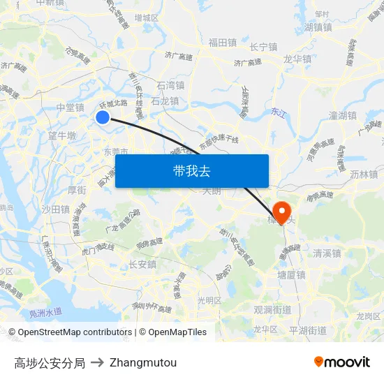 高埗公安分局 to Zhangmutou map