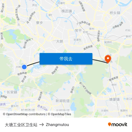 大塘工业区卫生站 to Zhangmutou map