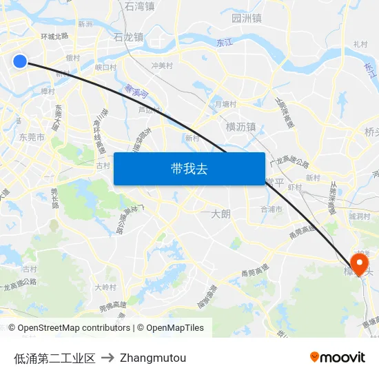 低涌第二工业区 to Zhangmutou map