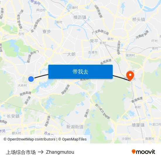 上场综合市场 to Zhangmutou map