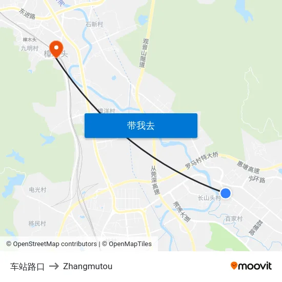 车站路口 to Zhangmutou map