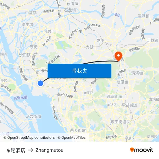 东翔酒店 to Zhangmutou map