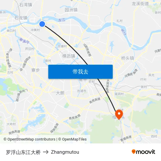 罗浮山东江大桥 to Zhangmutou map