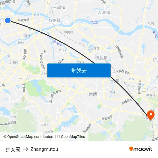 护安围 to Zhangmutou map