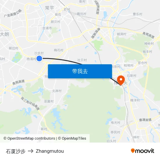 石厦沙步 to Zhangmutou map