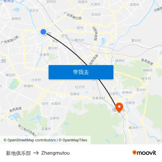 新地俱乐部 to Zhangmutou map