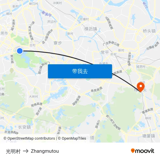 光明村 to Zhangmutou map
