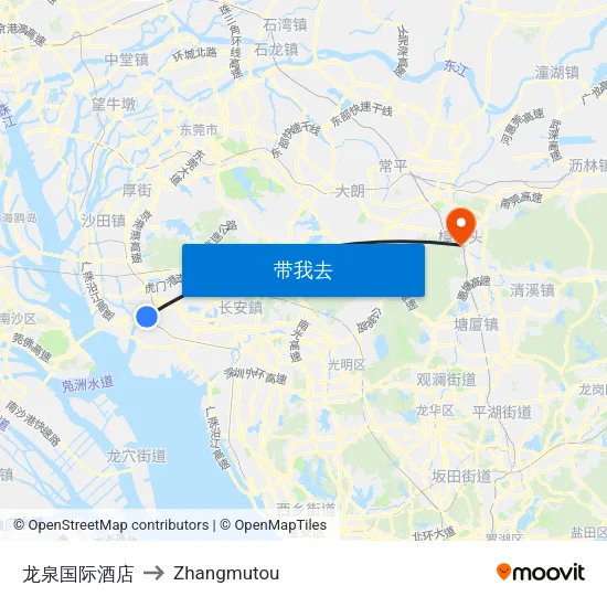 龙泉国际酒店 to Zhangmutou map