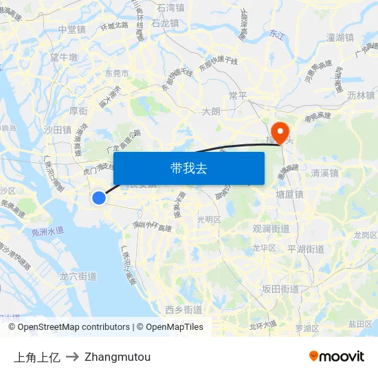 上角上亿 to Zhangmutou map