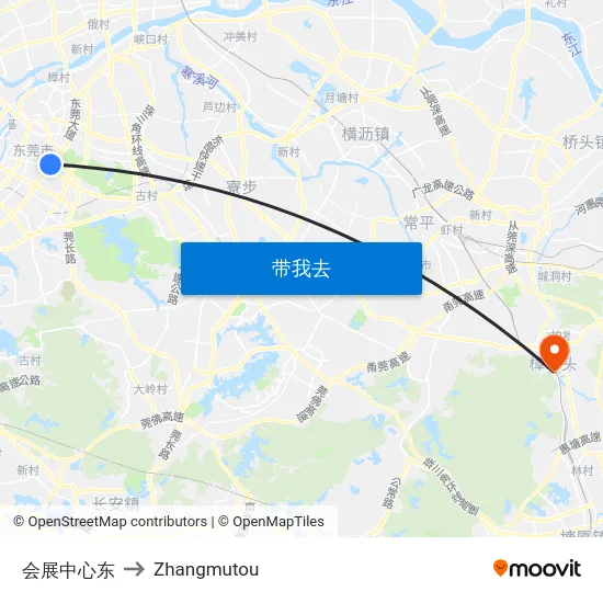 会展中心东 to Zhangmutou map