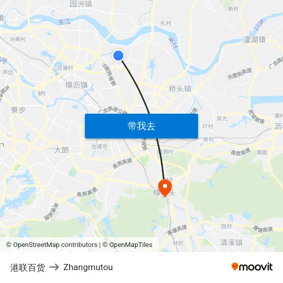 港联百货 to Zhangmutou map