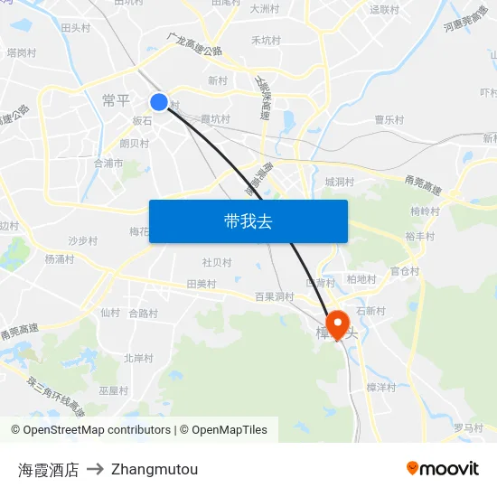 海霞酒店 to Zhangmutou map