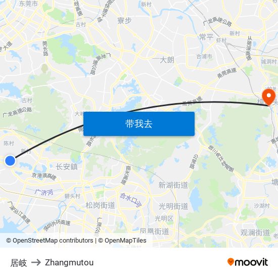 居岐 to Zhangmutou map