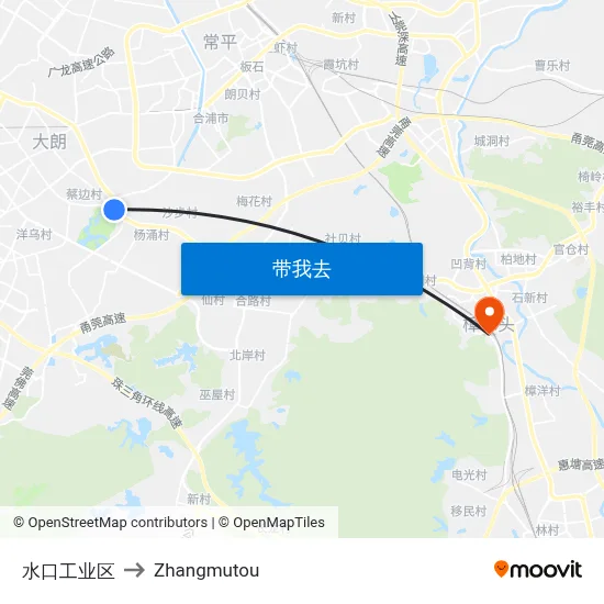 水口工业区 to Zhangmutou map