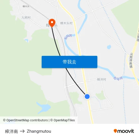 樟洋南 to Zhangmutou map