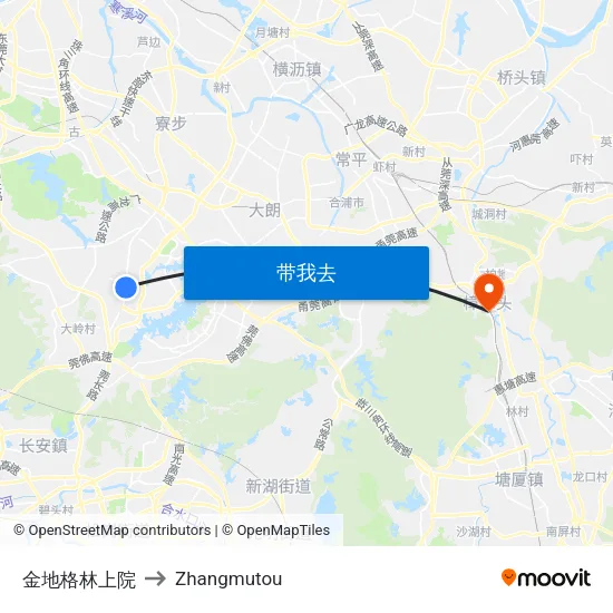 金地格林上院 to Zhangmutou map
