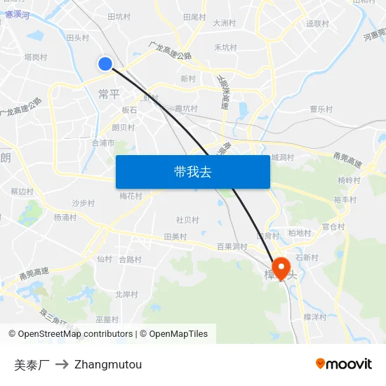 美泰厂 to Zhangmutou map