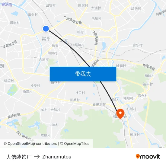 大信装饰厂 to Zhangmutou map
