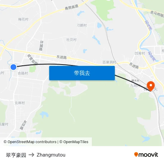 翠亨豪园 to Zhangmutou map