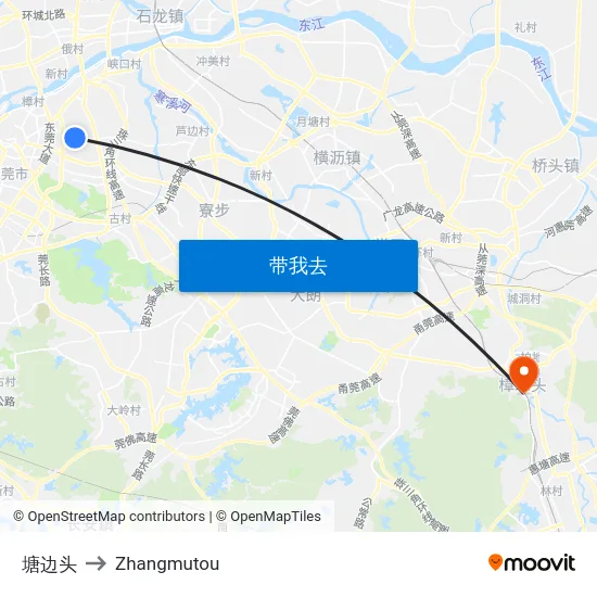 塘边头 to Zhangmutou map