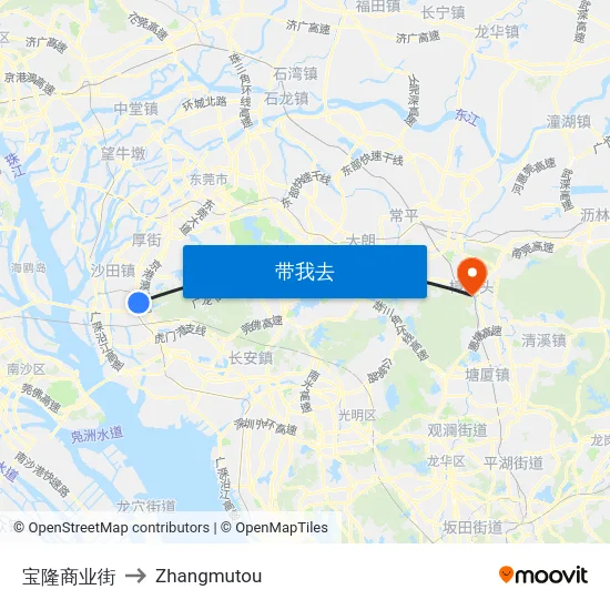 宝隆商业街 to Zhangmutou map