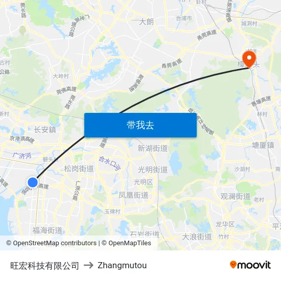 旺宏科技有限公司 to Zhangmutou map