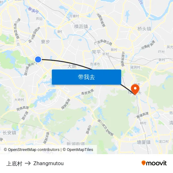 上底村 to Zhangmutou map