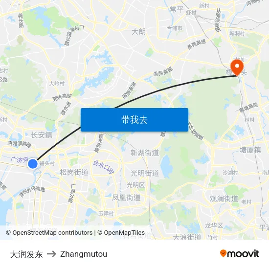 大润发东 to Zhangmutou map