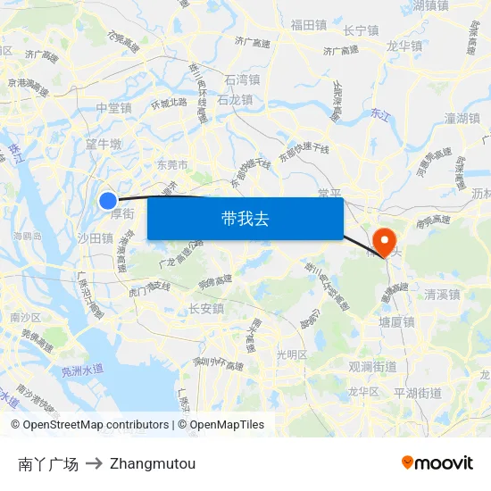 南丫广场 to Zhangmutou map